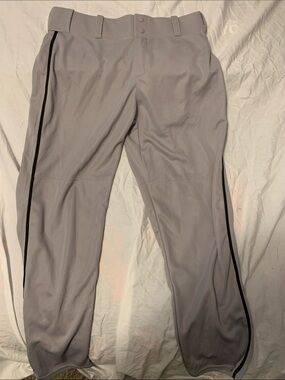 Majestic Light Gray Baseball Joggers with Black Side Piping Alleson Youth XL